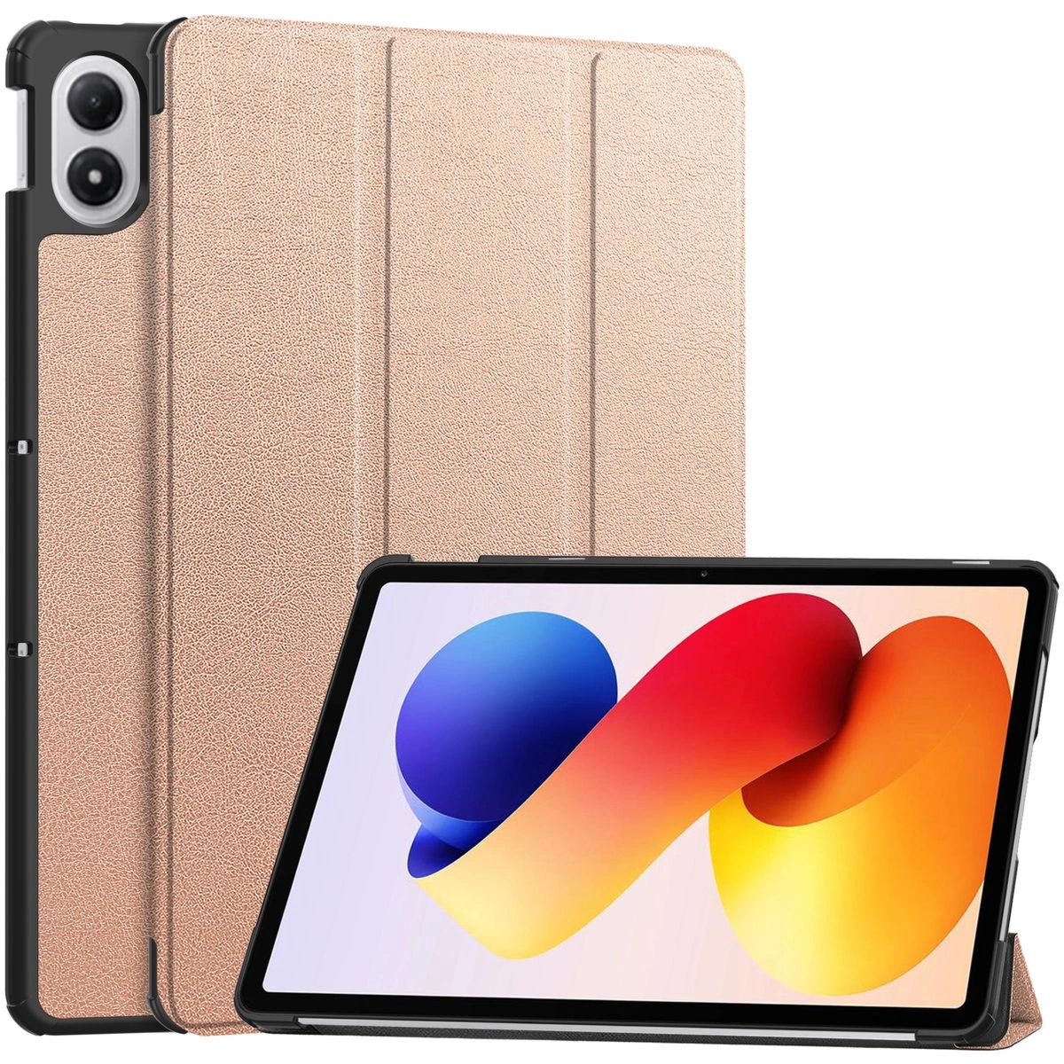 Etui z klapką Bizon Case Tab Croc do Xiaomi POCO Pad M1 / Redmi Pad 2 Pro, różowozłote