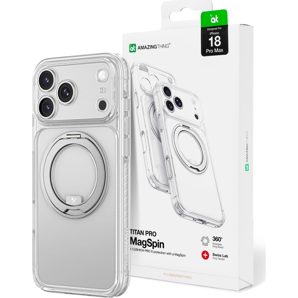 Etui AmazingThing Titan Pro Spin Lens do iPhone 18 Pro Max, przezroczyste