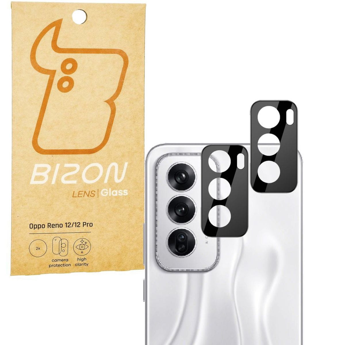 Image of Szkło na aparat Bizon Glass Silk Lens do Oppo Reno 12 / 12 Pro, 2 sztuki