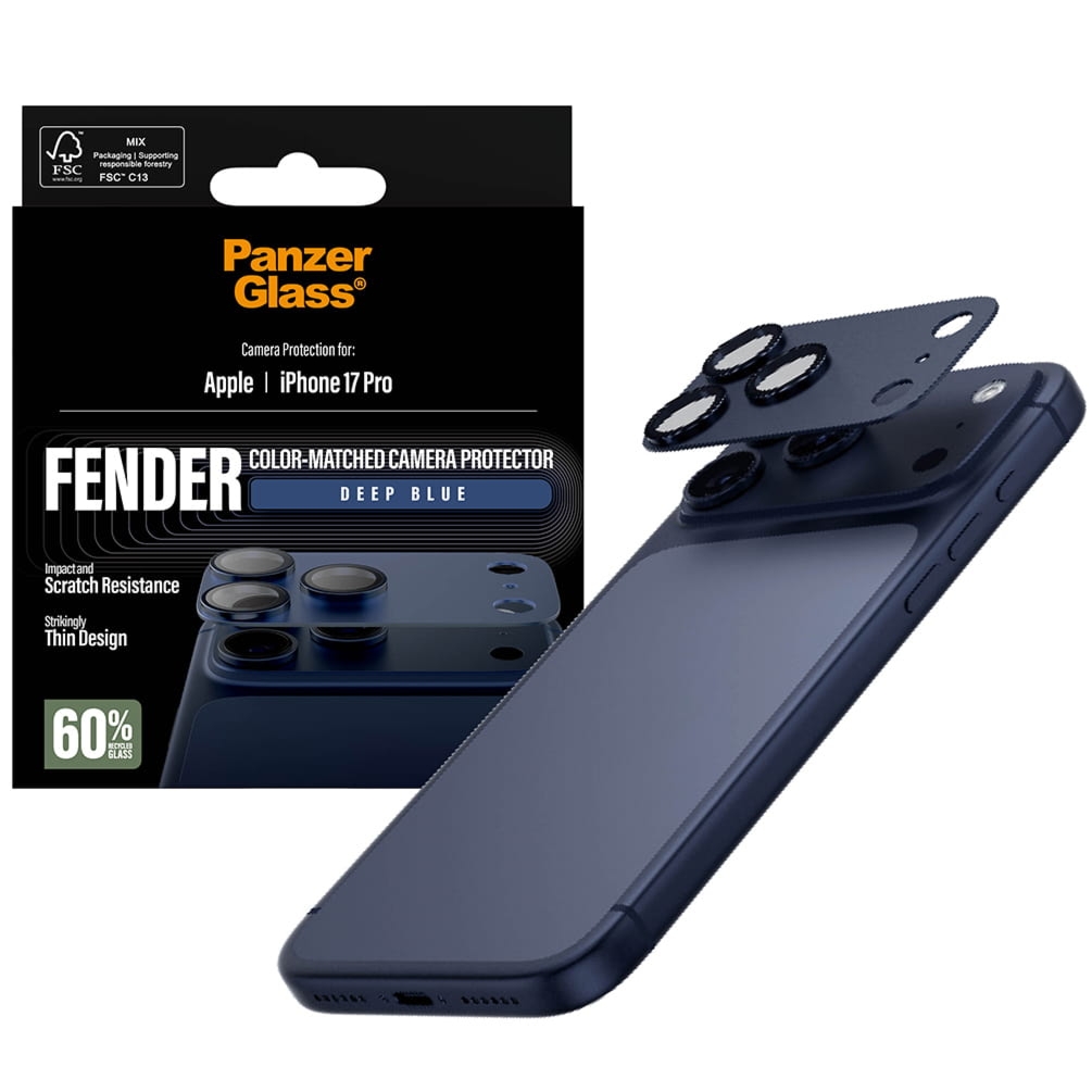 OUTLET: Szkło hartowane na aparat PanzerGlass Fender Camera Protector do iPhone 17 Pro, granatowe