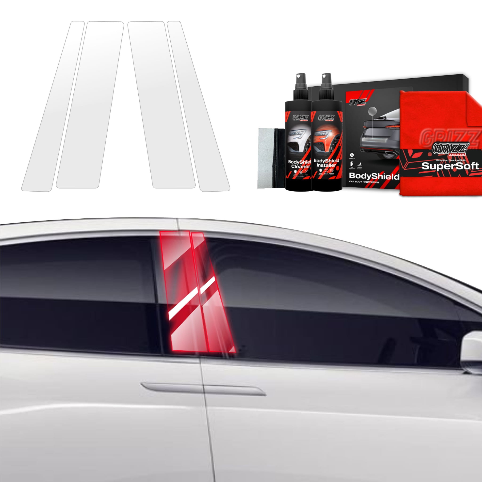 4w1 Folia ochronna Grizz Protector na słupki do Tesla Model X (2021-2026)