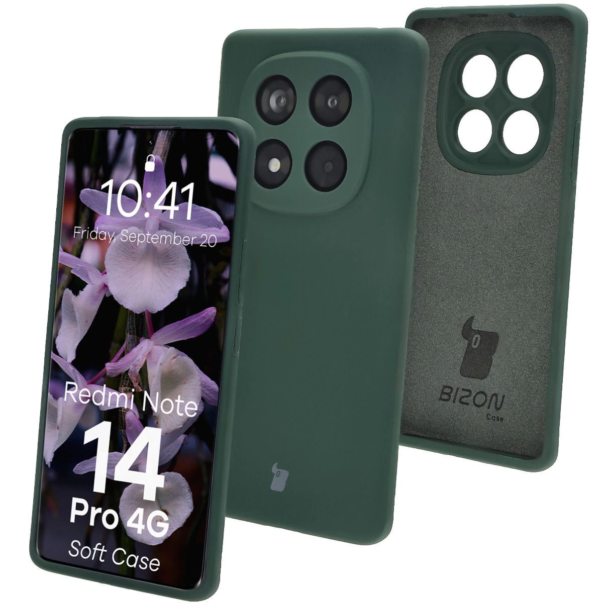 Silikonowe etui Bizon Soft Case do Xiaomi Redmi Note 14 Pro 4G, ciemnozielone