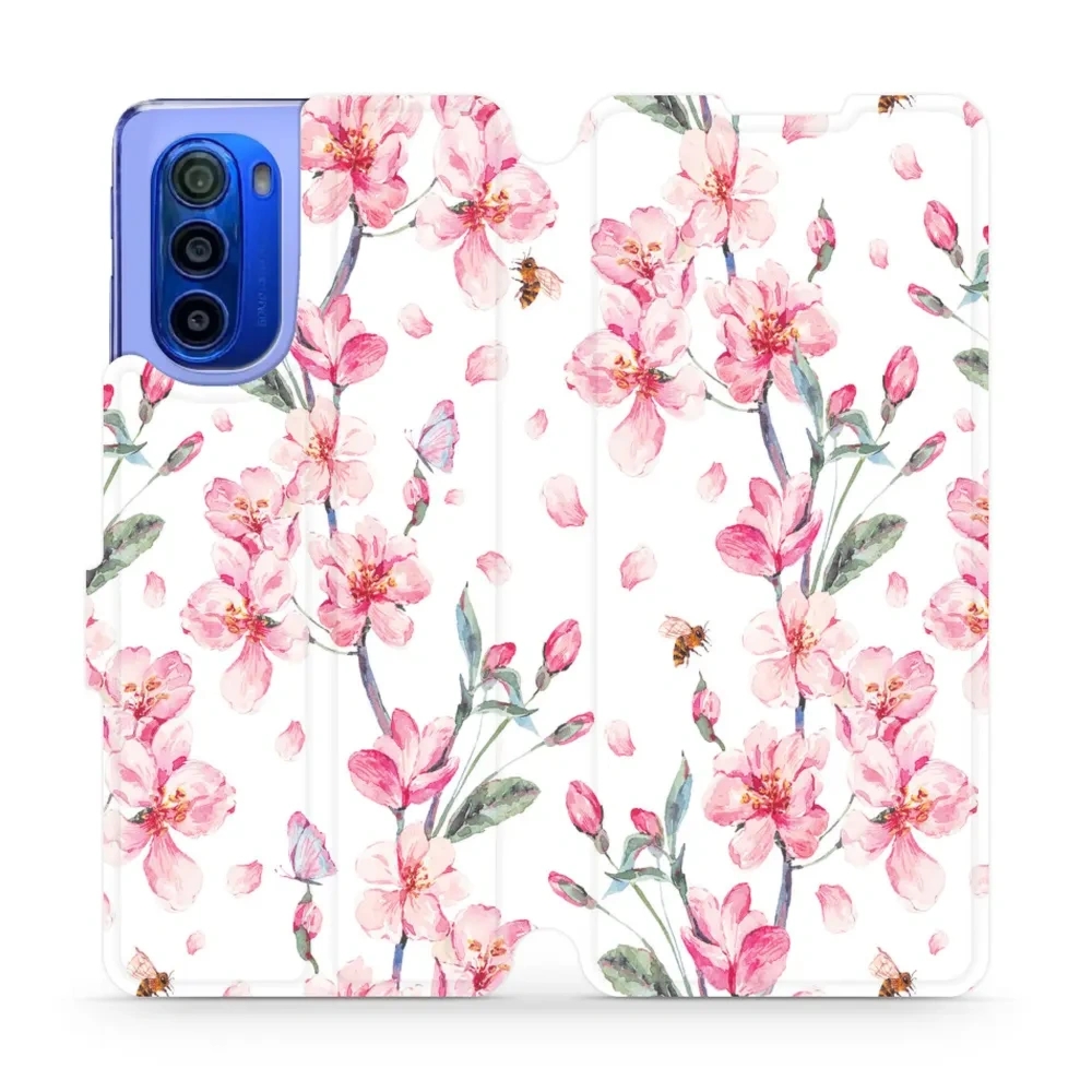 Etui z klapką do Motorola Moto G51 5G, Mobiwear Book, różowa wiosna