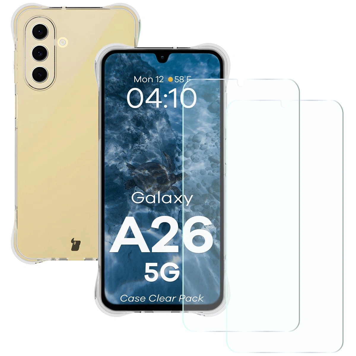 Image of Elastyczne etui + 2x szkło hartowane Bizon Case Clear Pack do Galaxy A26 5G