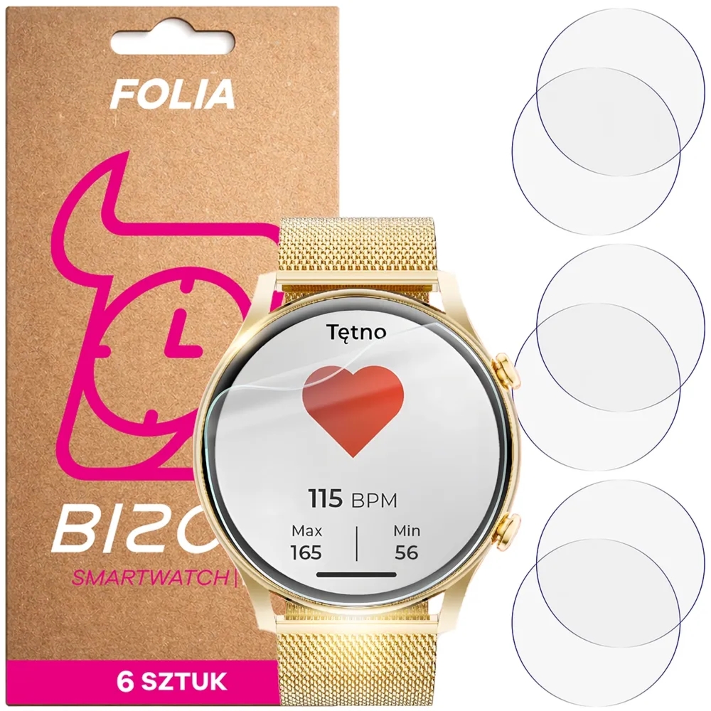 Folia ochronna na ekran zegarka Bizon Watch Film HydroFlex do WonderWatch Mi7 / Mi5 / Sx7 / Sx5 / Xi7, 6 sztuk