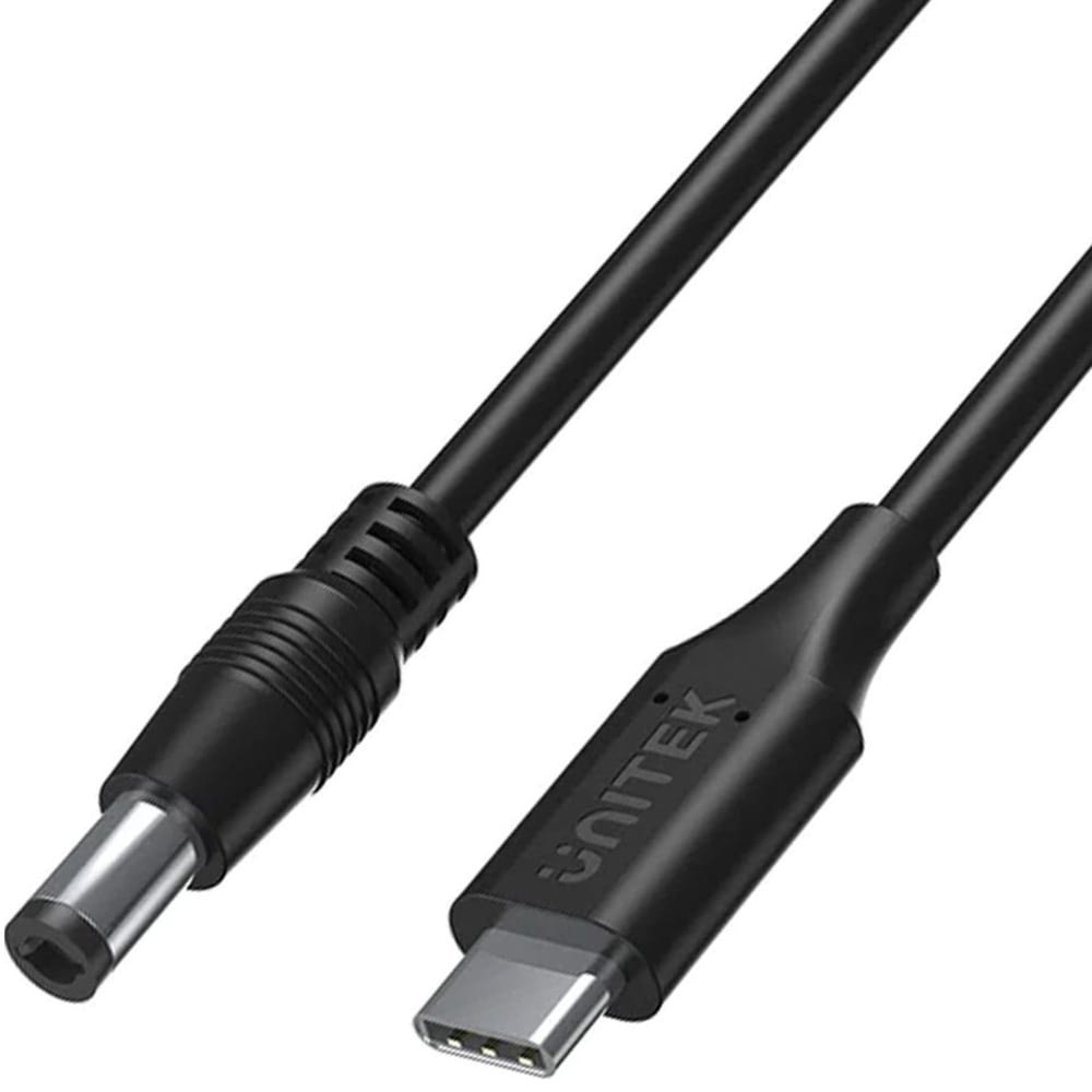 OUTLET: Kabel zasilający do laptopa Unitek USB-C do DC (5,5 x  2,5 mm), PD 65W, 1,8m, czarny