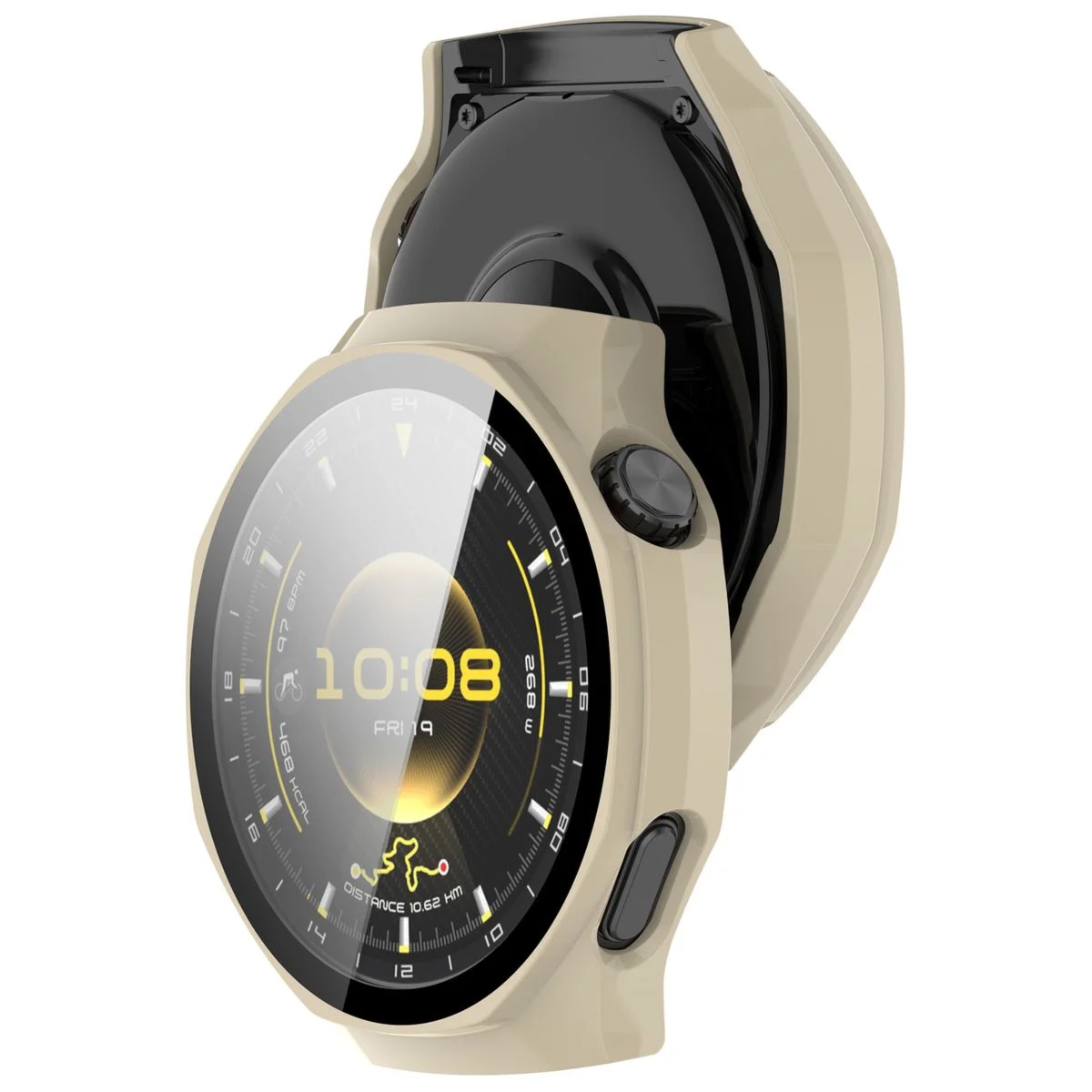 Etui ze szkłem do zegarka Bizon Case Watch Adamo do Huawei Watch GT 7 Pro 46 mm, beżowe