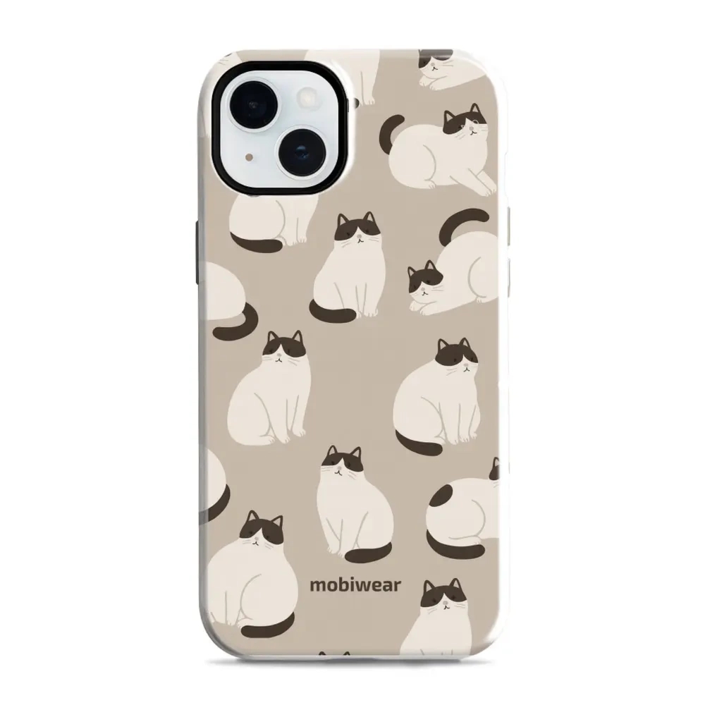 Etui ochronne do iPhone 15 Plus, Mobiwear Elite Pro, kawa miau