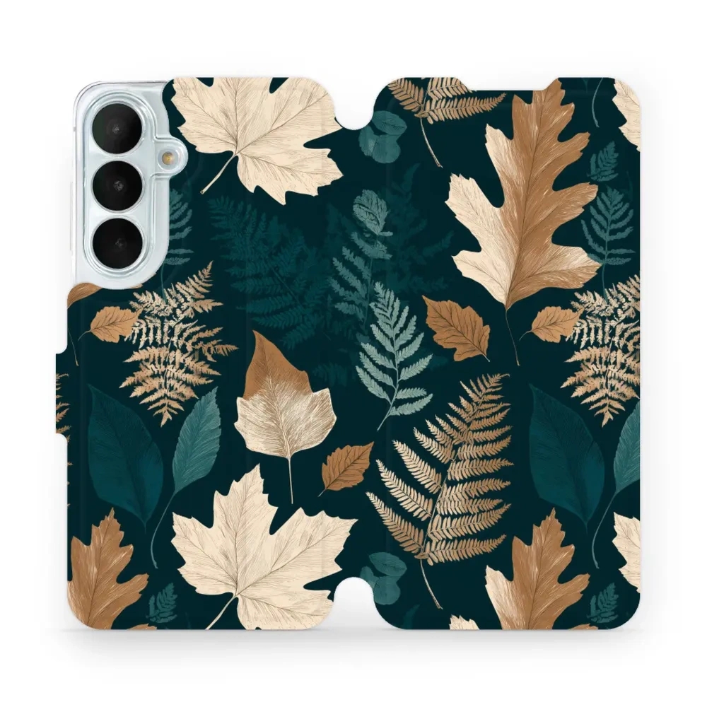 Etui z klapką do Galaxy S26 FE, Mobiwear Book, zielnik z liści i paproci