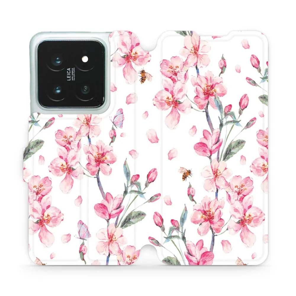 Etui z klapką do Xiaomi 14 Pro, Mobiwear Book, różowa wiosna