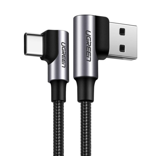Image of Kabel kątowy Ugreen USB-A / USB-C Quick Charge 3.0, 0,5m, szary