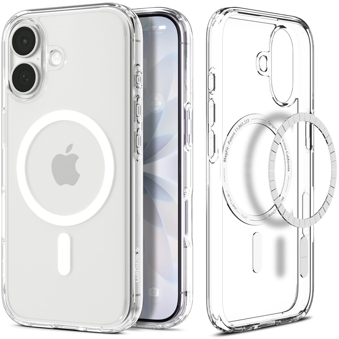 Etui Spigen Ultra Hybrid Mag do MagSafe do iPhone 17, przezroczysto-białe