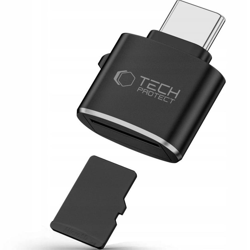 Image of Adapter USB-C - czytnik kart microSD, Tech-Protect Ultraboost Type-C to Card Reader, czarny
