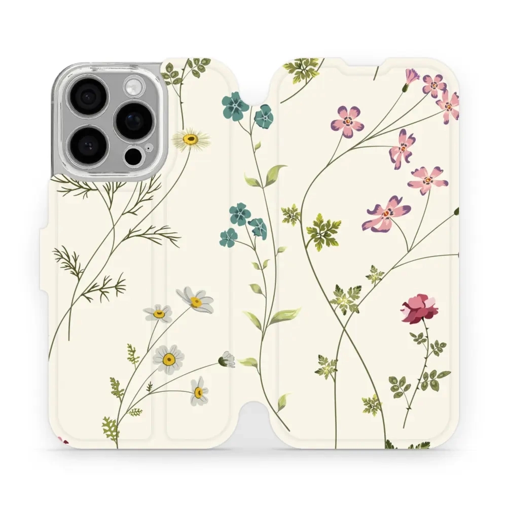Etui z klapką do iPhone 16 Pro, Mobiwear Book, polne kwiaty
