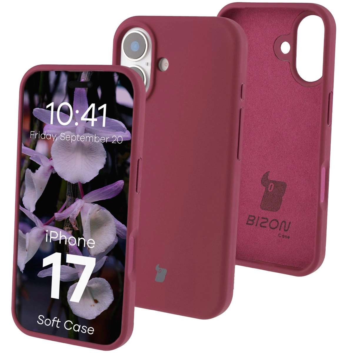 Silikonowe etui Bizon Soft Case do iPhone 17, ciemnofioletowe