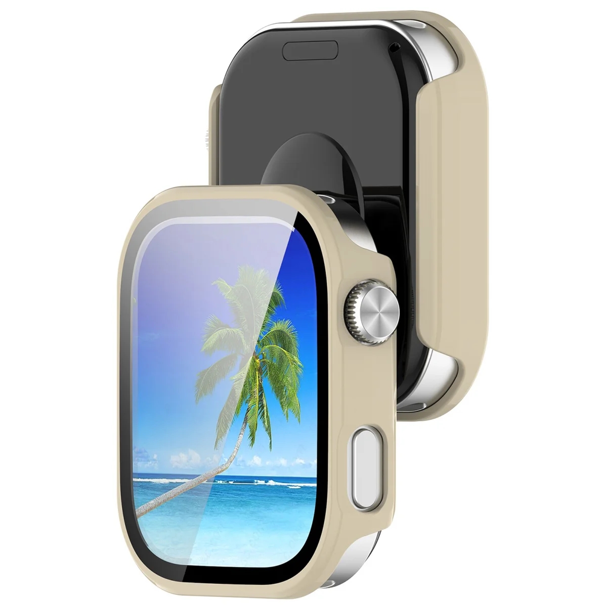 Etui ze szkłem do zegarka Bizon Case Watch Adamo do Xiaomi Redmi Watch 6, beżowe