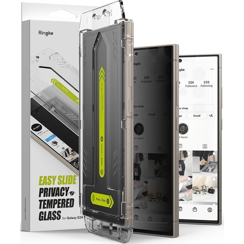 Image of Szkło prywatyzujące na ekran z aplikatorem Ringke Easy Slide 2-Pack Privacy do Galaxy S24 Ultra, 2 sztuki