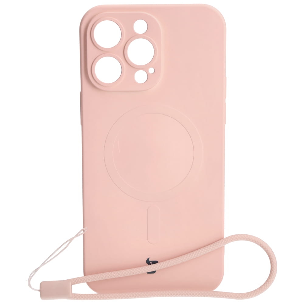 Image of Etui silikonowe z pierścieniem magnetycznym Bizon Case Silicone Magnetic do iPhone 14 Pro Max, jasnoróżowe