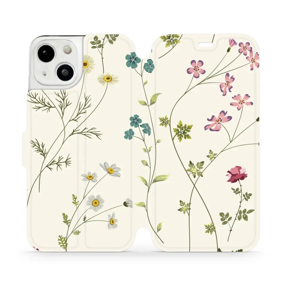 Etui z klapką do iPhone 13, Mobiwear Book, polne kwiaty