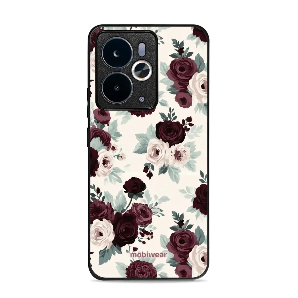 Etui ochronne do realme 14T 5G, Mobiwear Glossy Case, róże z szałwią na kremie