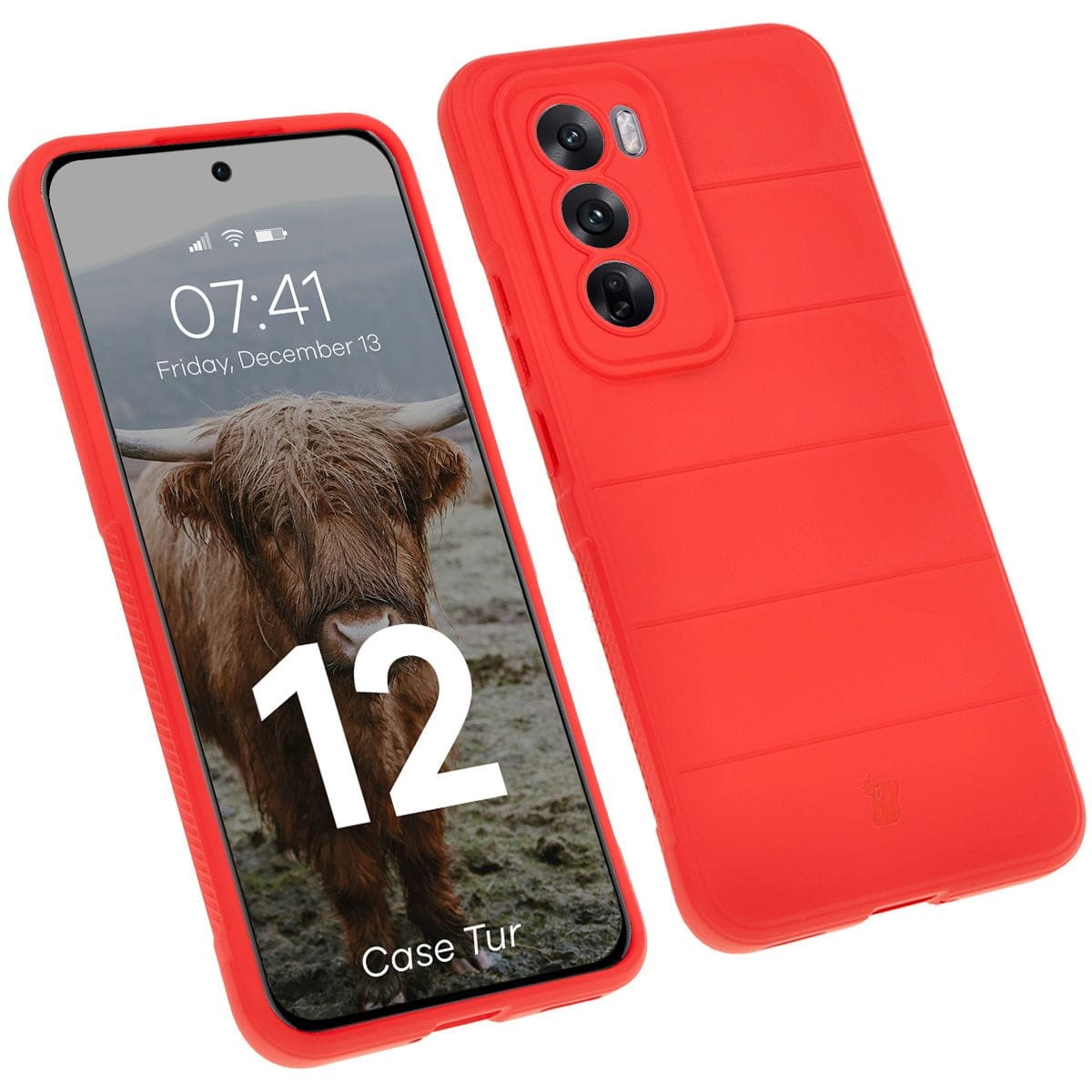 Image of Pancerne etui Bizon Case Tur do Oppo Reno 12, czerwone