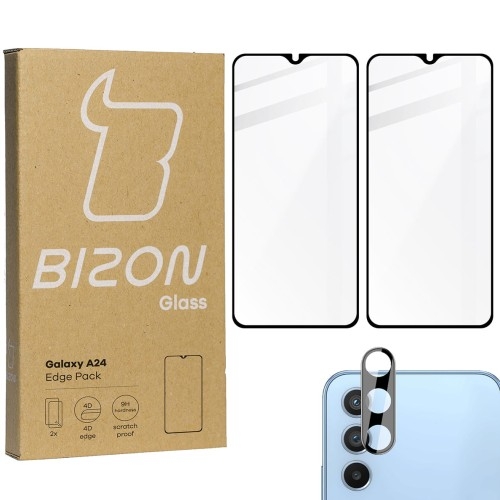 Image of 2x Szkło + szybka na aparat BIZON Edge Pack do Galaxy A24