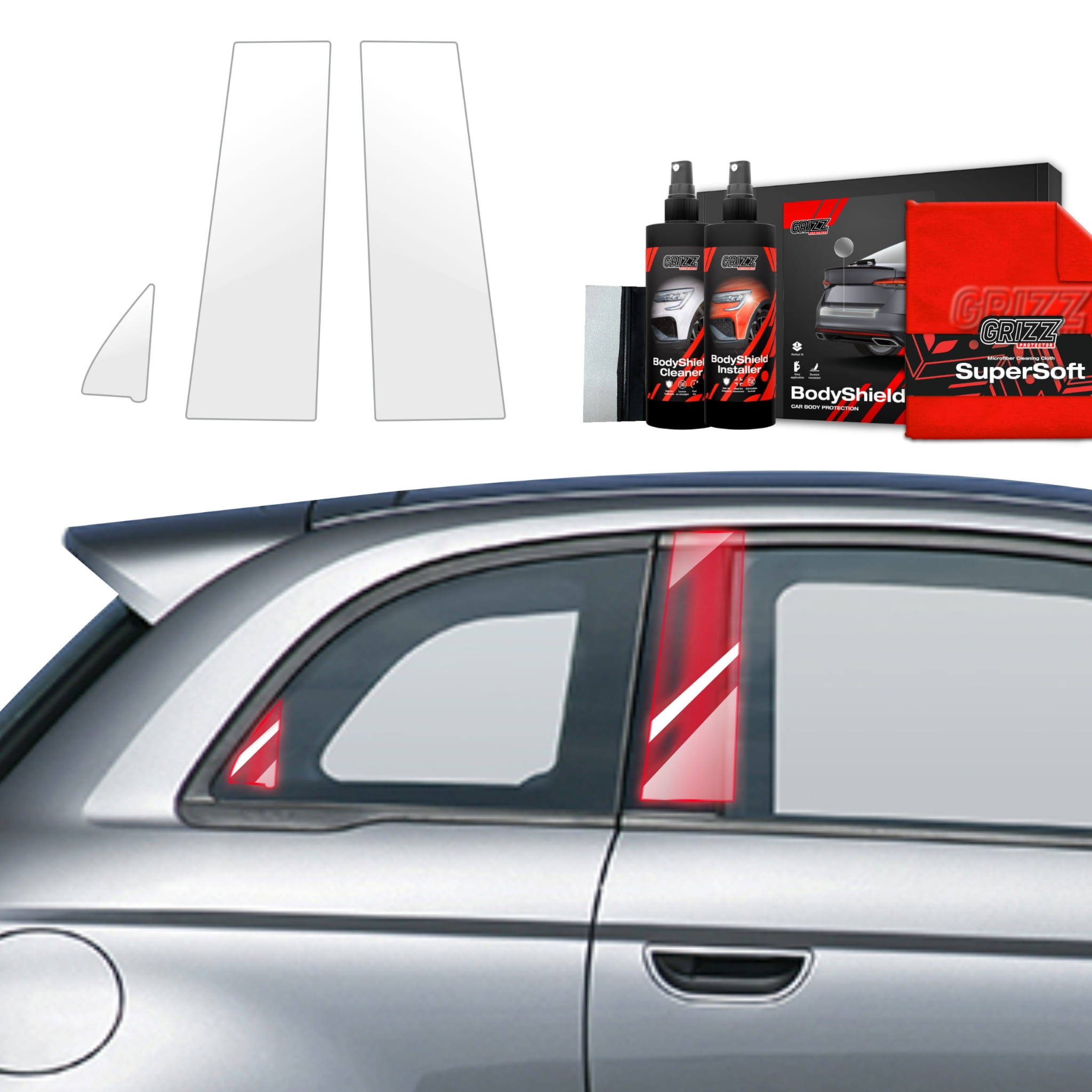 3w1 Folia ochronna Grizz Protector na słupki do Fiat 500 (2016-2026)