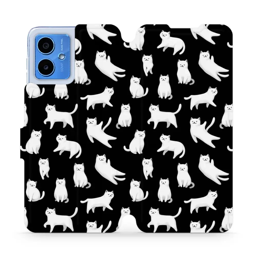 Etui z klapką do Motorola Moto G14, Mobiwear Book, kotki luna