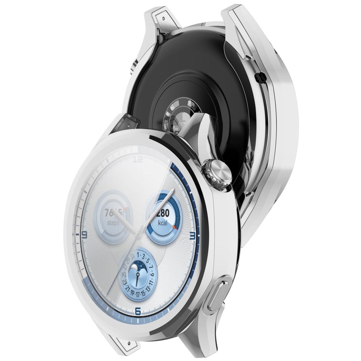 Image of Etui z osłoną ekranu Bizon Case Watch Felipe do Huawei Watch GT 5 46 mm, srebrne