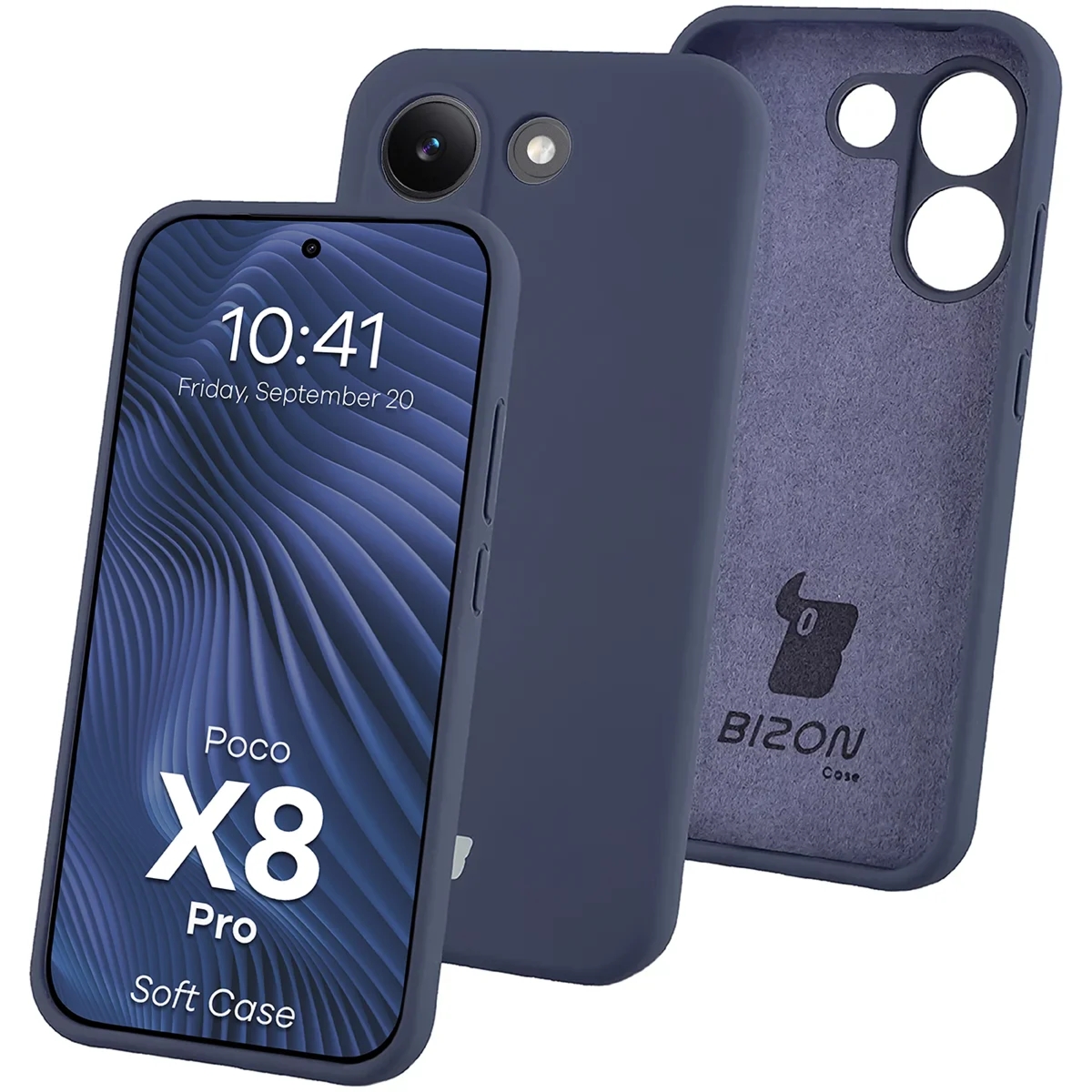 Silikonowe etui Bizon Soft Case do Xiaomi POCO X8 Pro, ciemnoniebieskie