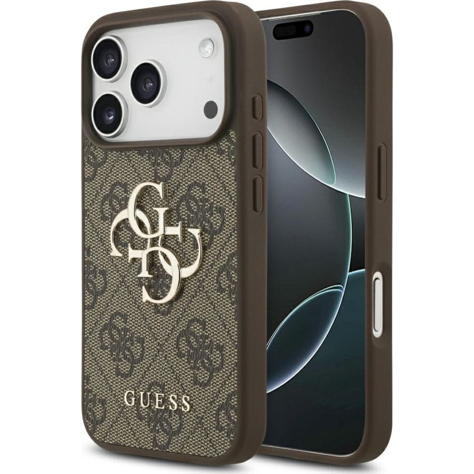 OUTLET: Etui Guess Hardcase 4G Big Metal Logo do iPhone 17 Pro, brązowe