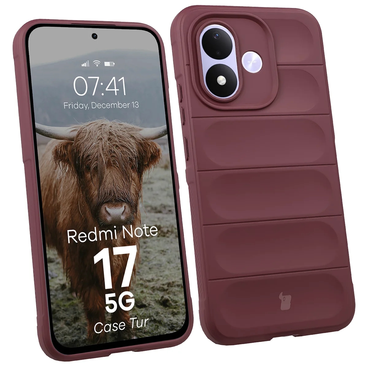 Pancerne etui Bizon Case Tur do Xiaomi Redmi Note 17 4G/5G, burgundowe