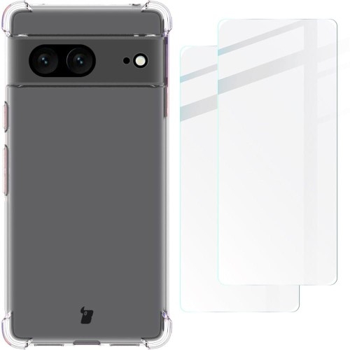 Image of Etui + 2x szkło Bizon Case Clear Pack do Google Pixel 7, przezroczyste