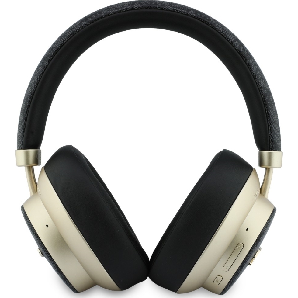 Bezprzewodowe słuchawki nauszne Guess BT Wireless Headphones ENC 4G PU Gold Script Metal Bluetooth 5.4, czarne