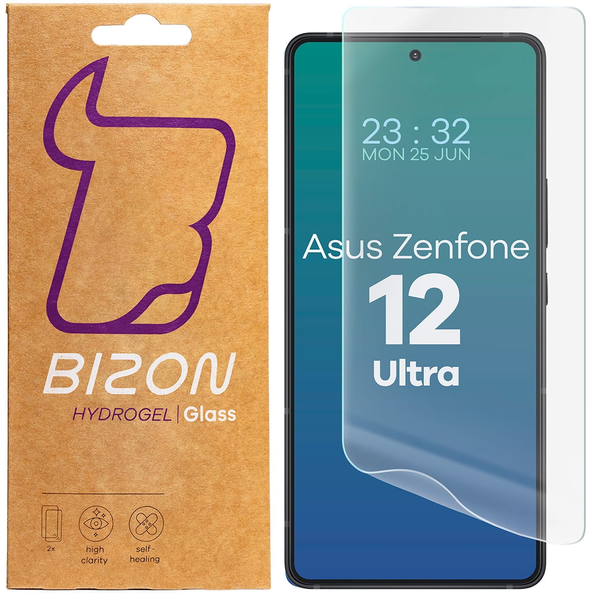 Image of Folia hydrożelowa na ekran Bizon Glass Hydrogel Front do Asus Zenfone 12 Ultra, 2 sztuki