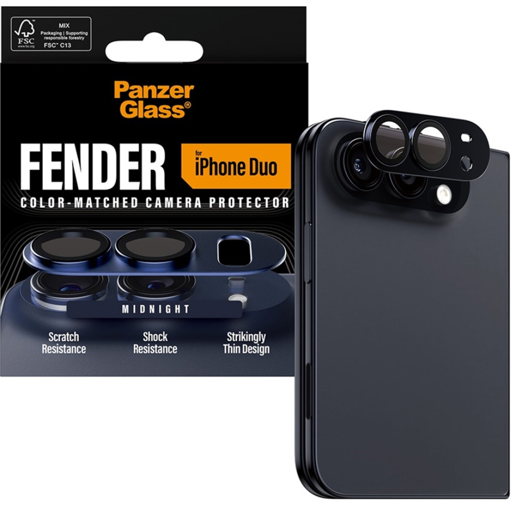 Szkło hartowane na aparat PanzerGlass Fender Camera Protector do iPhone Duo, granatowe