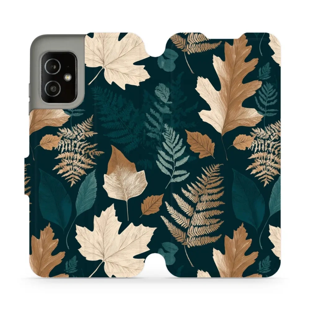 Etui z klapką do ASUS Zenfone 8, Mobiwear Book, zielnik z liści i paproci