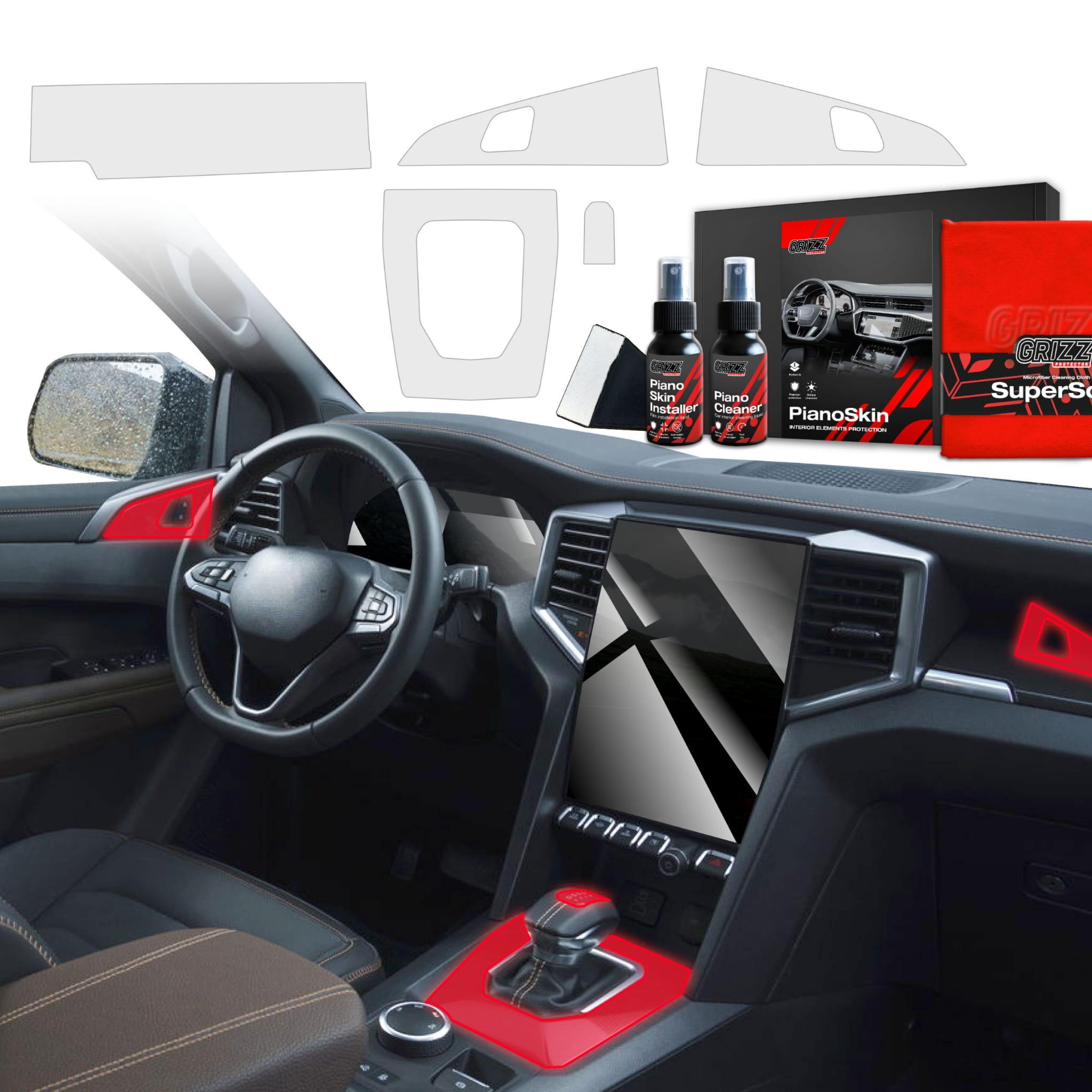 5w1 Folia ochronna Grizz Protector do wnętrza Volkswagen VW Amarok (2023-2026) Antyodciskowa PianoSkin