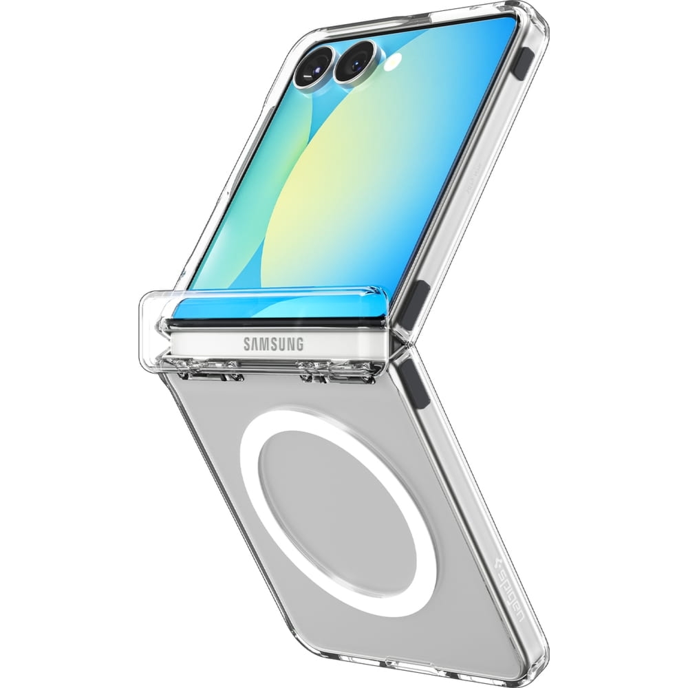 Etui Spigen Ultra Hybrid Pro Mag do MagSafe do Galaxy Z Flip7, przezroczysto-białe