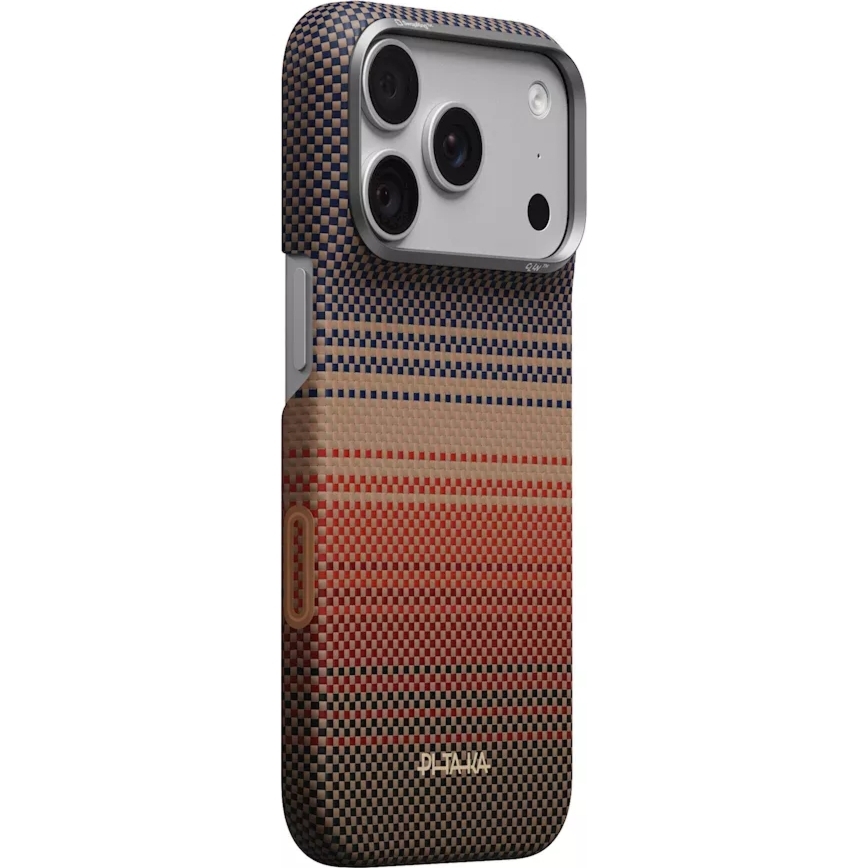 Etui aramidowe Pitaka Ultra-Slim Case do MagSafe, do iPhone 18 Pro / 17 Pro, brązowo-czarne z kevlarem