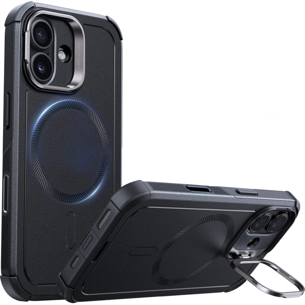 Etui, Case ESR Cyber Tough Case Kickstand do MagSafe do iPhone 17, czarne