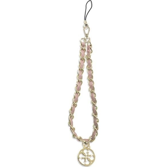 OUTLET: Zawieszka Guess Phone Strap with Beads, złoto-różowa