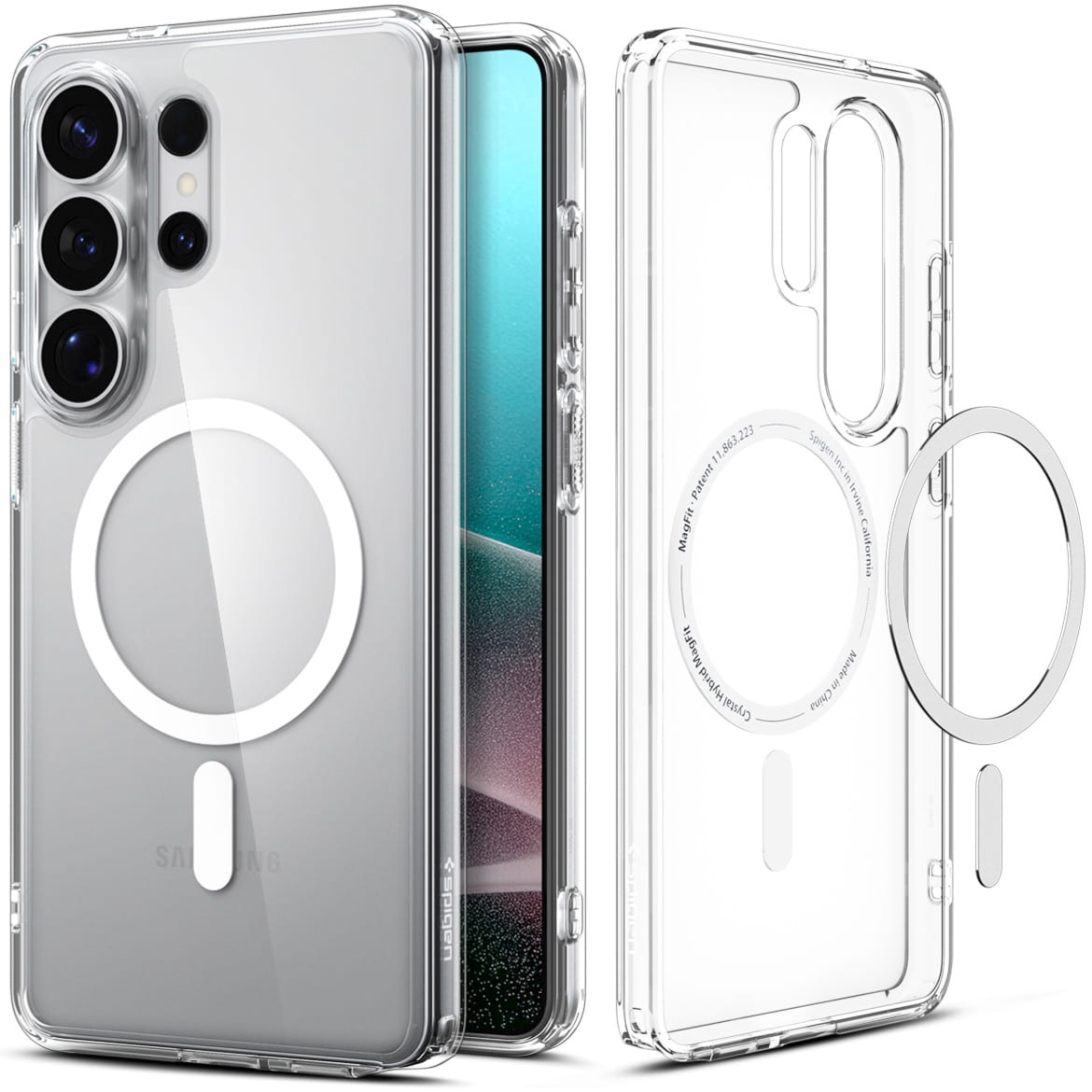 Etui Spigen Ultra Hybrid Mag do MagSafe do Galaxy S26 Ultra, przezroczysto-białe