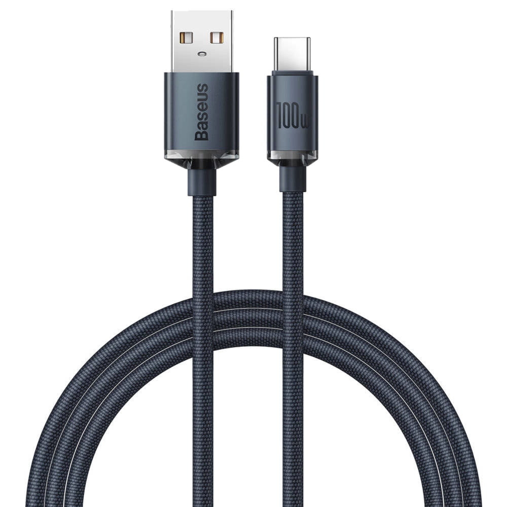 OUTLET: Kabel Baseus Crystal Shine 100W 5A USB-A do USB-C 1,2m, czarny