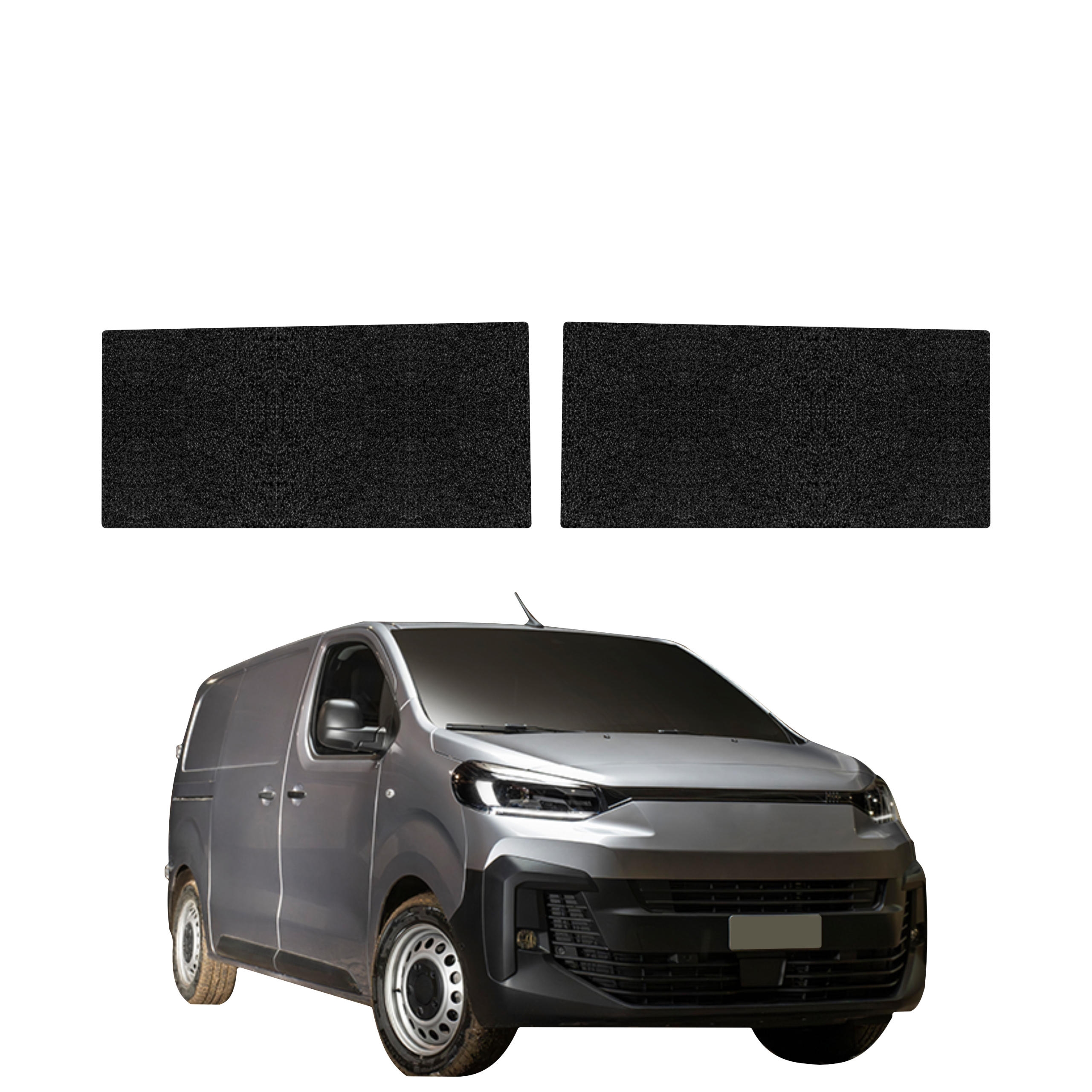 2w1 Czarna powłoka techniczna Grizz Protector na przednie progi bez wcięcia Fiat Scudo (2024-2026)