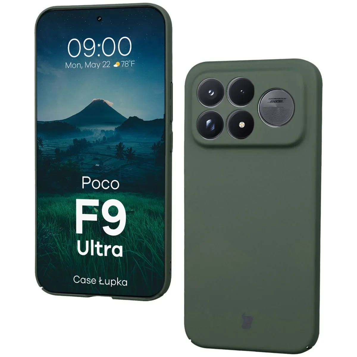 Etui Bizon Case Łupka do Xiaomi POCO F9 Ultra, zielone