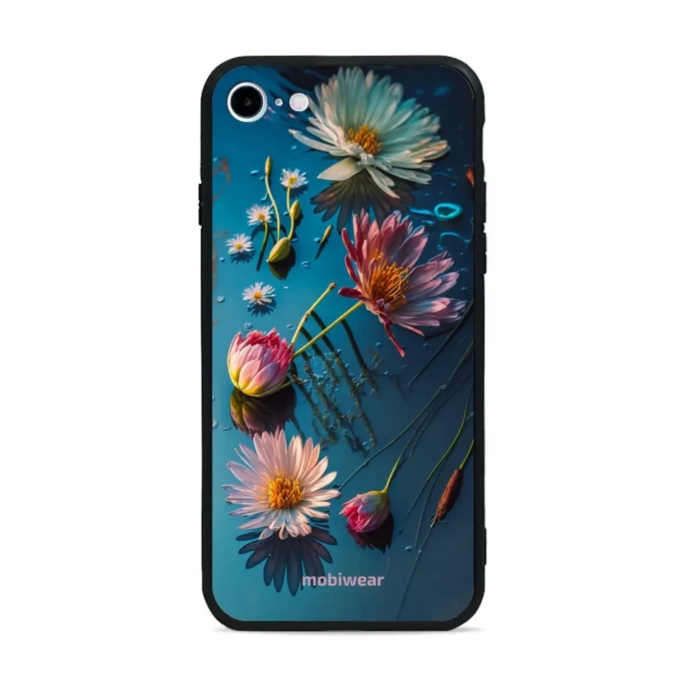 Etui ochronne do iPhone SE 2022, Mobiwear Glossy Case, niebiesko-kwieciste