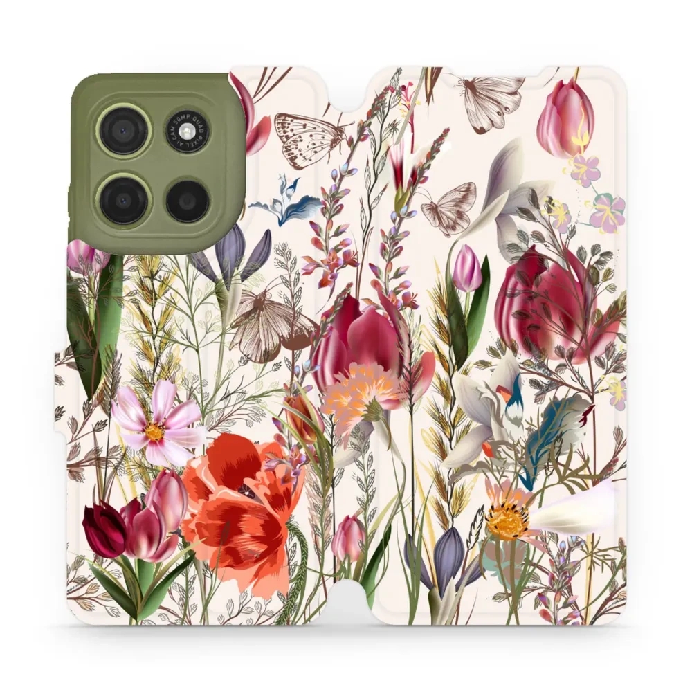 Etui z klapką do Motorola Moto G15, Mobiwear Book, bukiet kwiatów