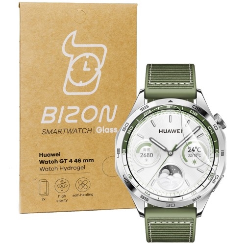 Image of Folia hydrożelowa na ekran Bizon Glass Watch Hydrogel do Huawei Watch GT 4 46 mm, 2 sztuki