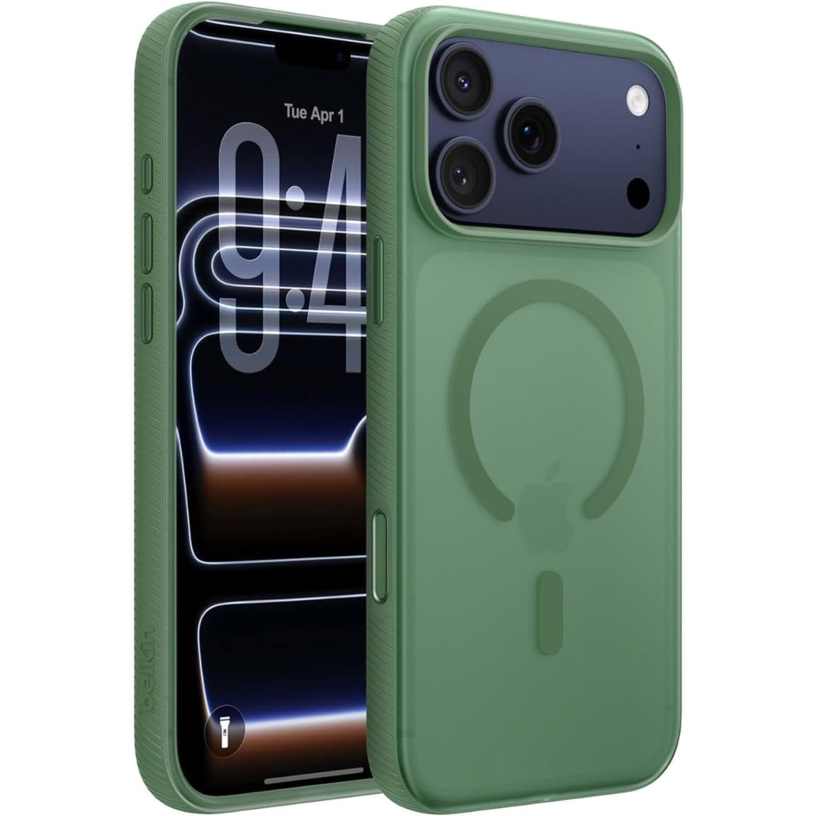 Etui Belkin SheerForce Grip (CC) do MagSafe do iPhone 17 Pro Max, zielone